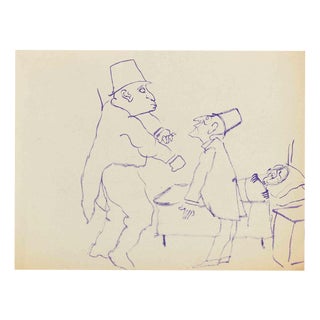 Mino Maccari, The Ungrateful One, 1936, Watercolor For Sale