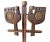 This very large wooden candelabra from the 1960s features three candle holders and is decorated with stylized birds and...