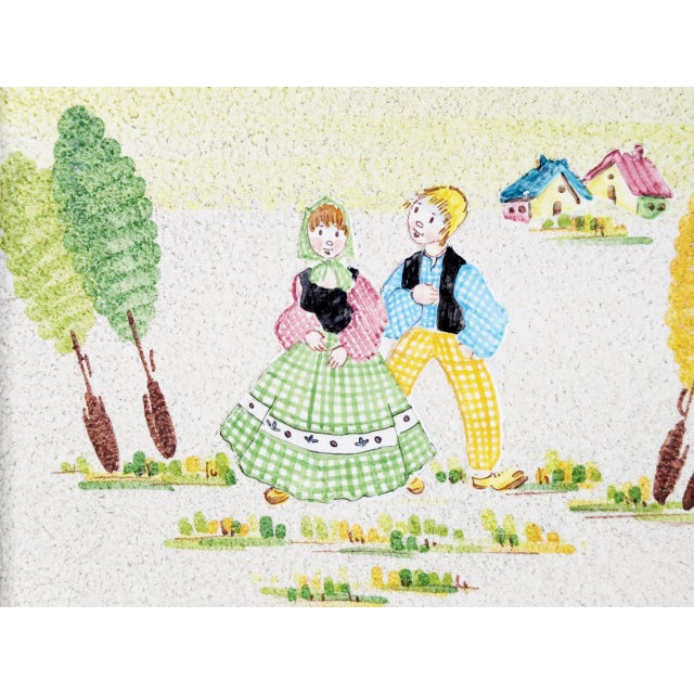 1950s Italian Wall Decorative Ceramic Tiles with Wooden Frame by Lina Poggi Assalini for Ce. As., 1950s, Set of 2 For Sale - Image 5 of 11