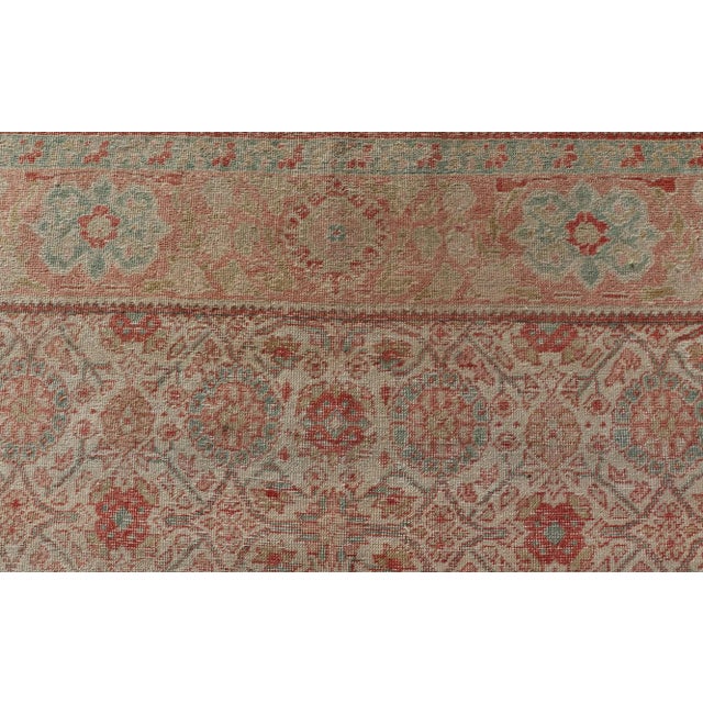 Persian Tabriz Rug With Boteh Design in Cream, Coral, Light Green/ Blue 4'3 X 6'8 For Sale - Image 4 of 12