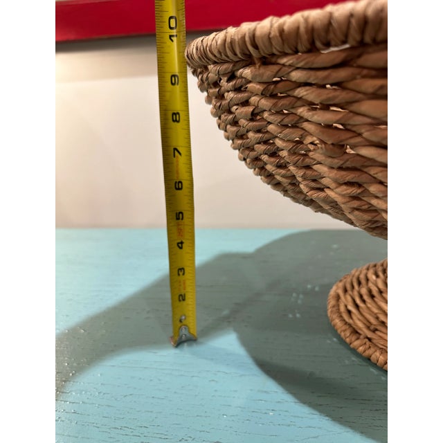 Large Sea Grass Rattan Pedestal Basket Woven Bowl For Sale - Image 6 of 12