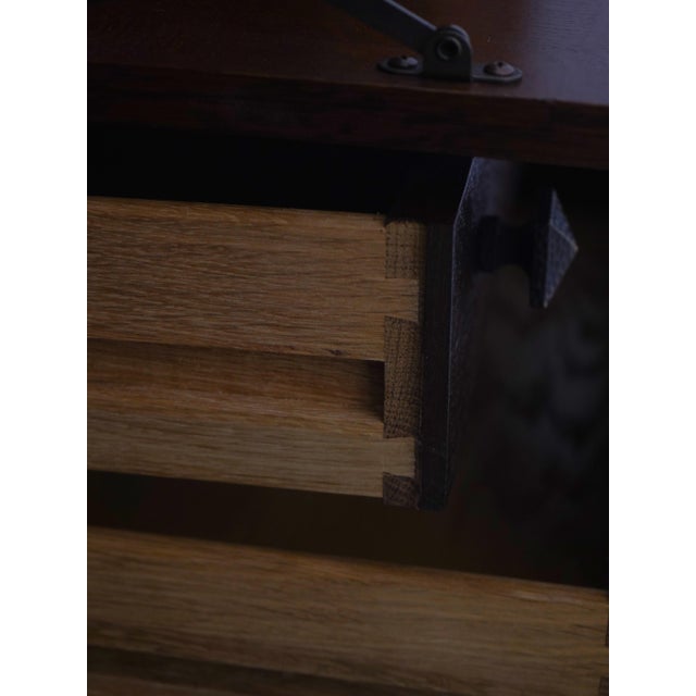 Wood Stickley Mission Oak Harvey Ellis Inlaid Fall Front Bookcase For Sale - Image 7 of 18