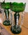 Antique C 1880-1900 Victorian Bohemian Emerald Green Glass Mantle Lustres - Pair For Sale - Image 4 of 14