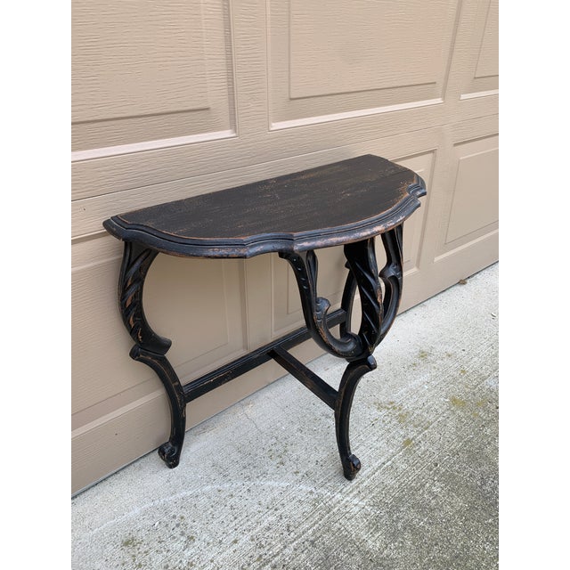 Late 19th Century American Victorian Black Painted Carved Walnut Side Table For Sale - Image 4 of 9