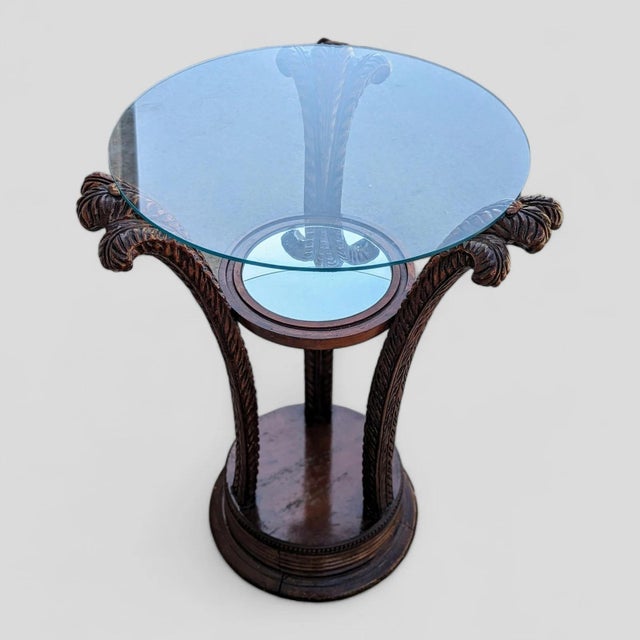 Art Nouveau Carved Wood and Glass Pedestal Side Table, Early 20th Century For Sale In Los Angeles - Image 6 of 10