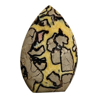 Large Polished Septarian Egg Statement Mineral Sculpture – 14" / 56.6 Lb For Sale