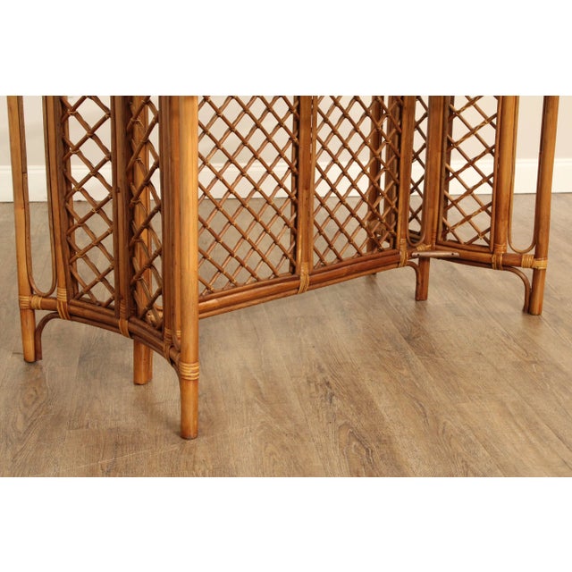 Hollywood Regency Hollywood Regency Glass Top Bamboo Rattan Dining Table For Sale - Image 3 of 12