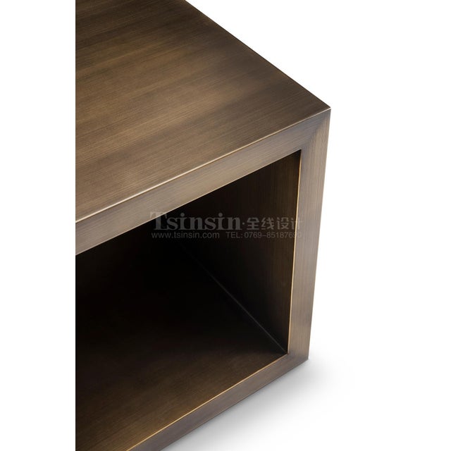 Modern Modern Greg Sheres Style Bronze Cocktail Table with Shelf For Sale - Image 3 of 5