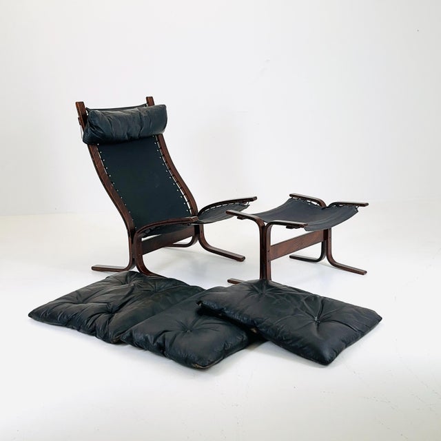 Wood Set of Mid-Century Siesta Lounge Chair and Ottoman by Ingmar Relling for Westnofa, Norway, 1960s For Sale - Image 7 of 11