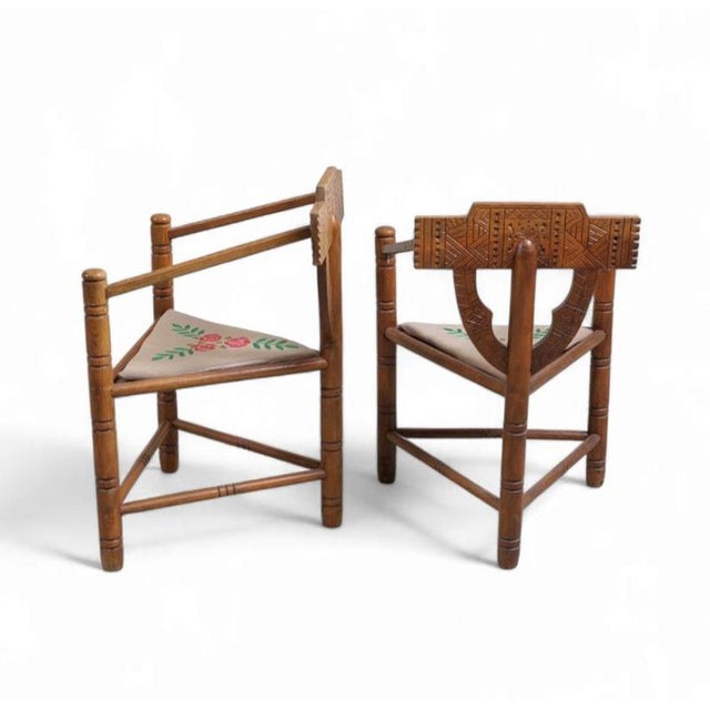 Carved Monk Chairs, Sweden, 1920s, Set of 2 For Sale - Image 4 of 5
