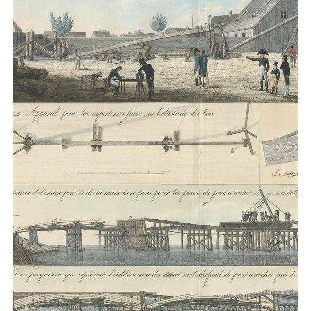 Illustration of Various Bridge Constructions in the Napoleonic Era, 1810, Print For Sale - Image 3 of 7