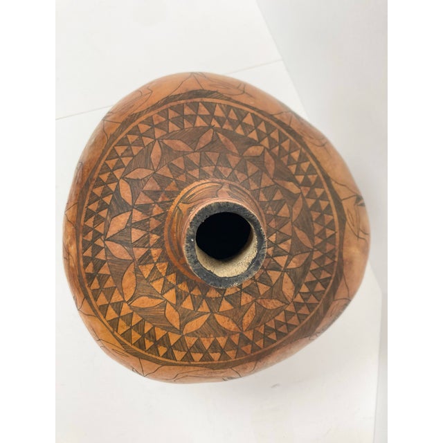 1960s Large and Decorative African Gourd With Elephant Herd Design For Sale - Image 9 of 12