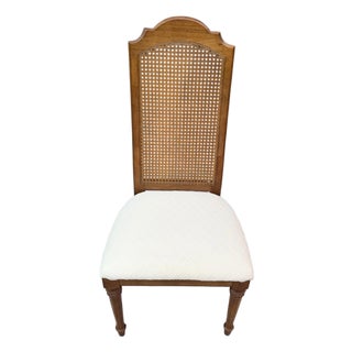 Vintage Drexel French Provincial Cane Back Dining Chair Newly Upholstered For Sale