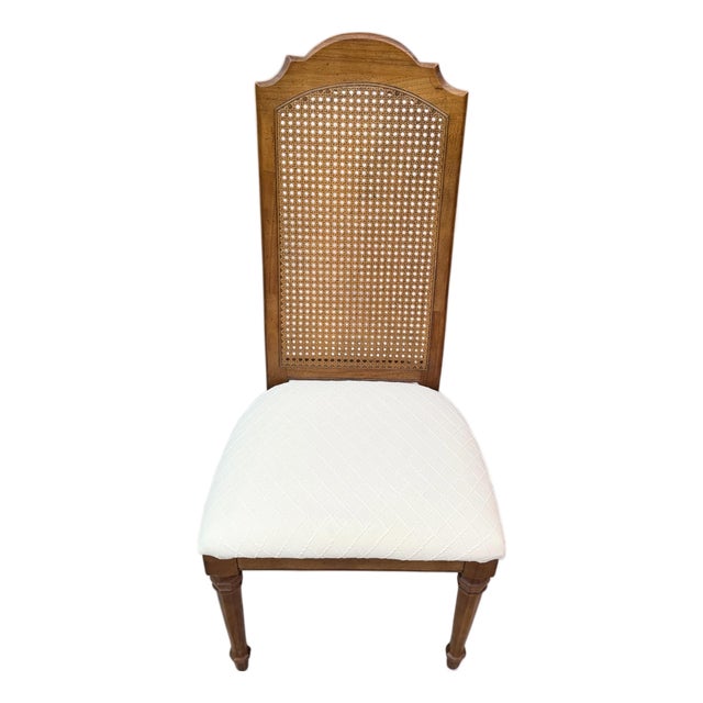 Vintage Drexel French Provincial Cane Back Dining Chair Newly Upholstered For Sale