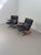 Scandinavian Black Leather Lounge Chairs, Set of 2 For Sale - Image 3 of 14