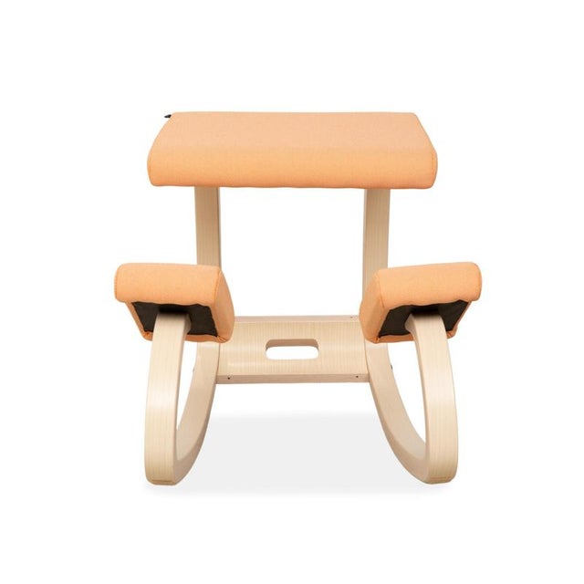 Ash and Fabric Variable Stools in Apricot and Black by Peter Opsvik for Varier, Set of 2 For Sale - Image 14 of 18