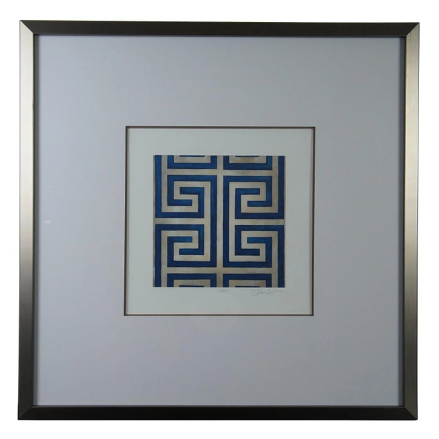 Contemporary Trellis & Surya Greek Key Modern Geometric Signed & Numbered Graphic Art Prints - Set of 2 For Sale - Image 3 of 12