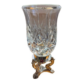 Godinger Sillver Plate Candlestick With Crystal Hurricane Shade For Sale