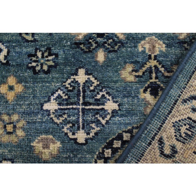 Ivory Shabby Chic Ziegler Blue/Ivory Wool Runner Rug- 2'5'' X 9'5'' For Sale - Image 8 of 10