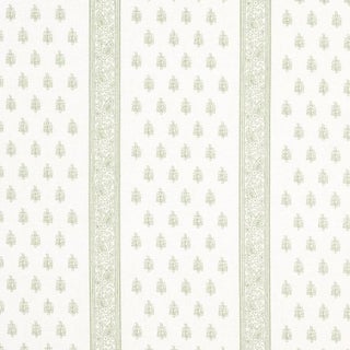 Schumacher Katsura Stripe Fabric In Leaf For Sale