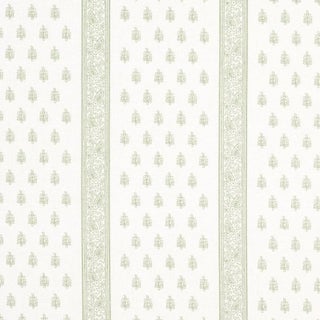 Schumacher Katsura Stripe Fabric In Leaf For Sale