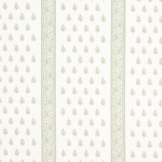 Schumacher Katsura Stripe Fabric In Leaf For Sale