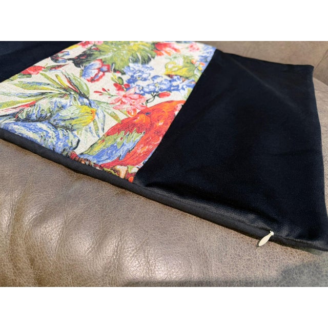 Handmade Black Velvet Lumbar Cushion Cover For Sale - Image 4 of 14