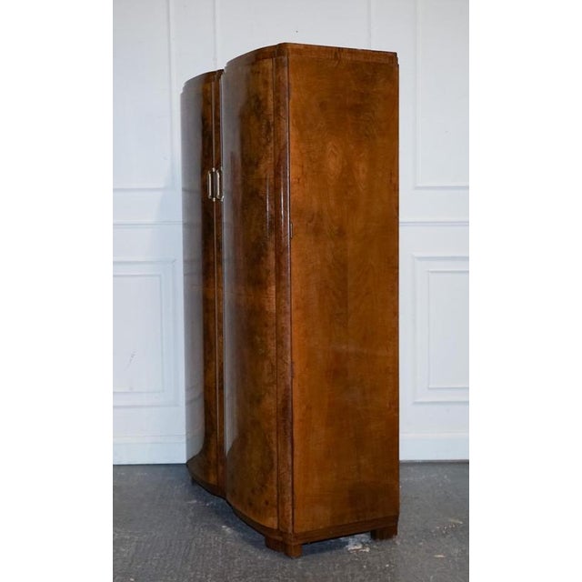 English Art Deco Burr Walnut 2-Door Wardrobe, 1930s For Sale - Image 13 of 18
