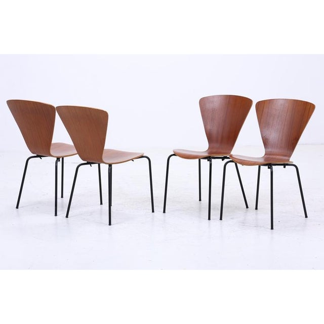 Mid-Century Teak Plywood Chairs, Set of 4 For Sale - Image 3 of 13