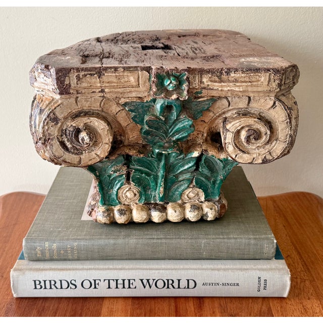 Antique Architectural Wood Carved Corinthian Capital Top For Sale - Image 12 of 12