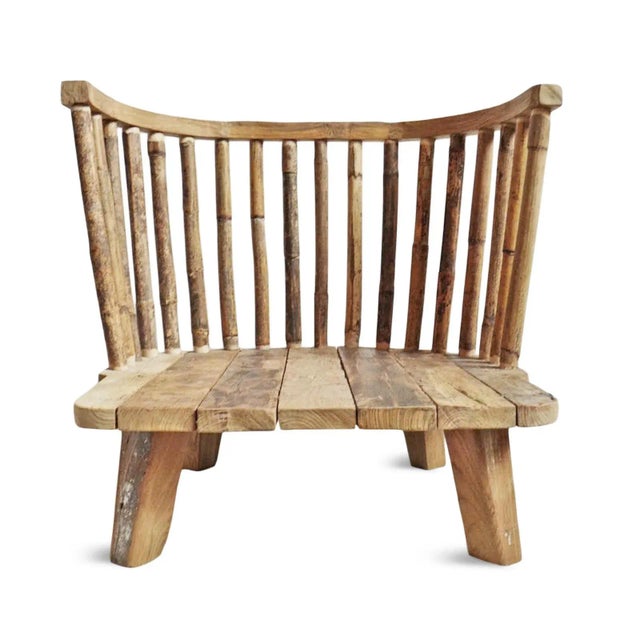 Wood Salvaged Teak & Bamboo Spindle Chaise For Sale - Image 7 of 11