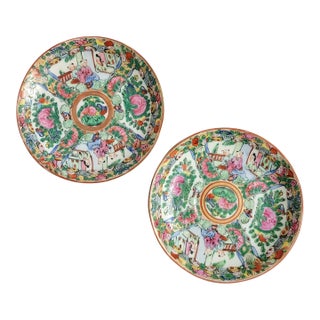 Pair of Vintage Rose Medallion Plates (5.5") For Sale