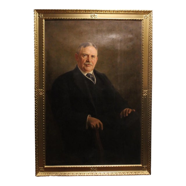Listed German Artist Fedor Encke (1851-1936) Antique 1913 Oil Painting Portrait For Sale