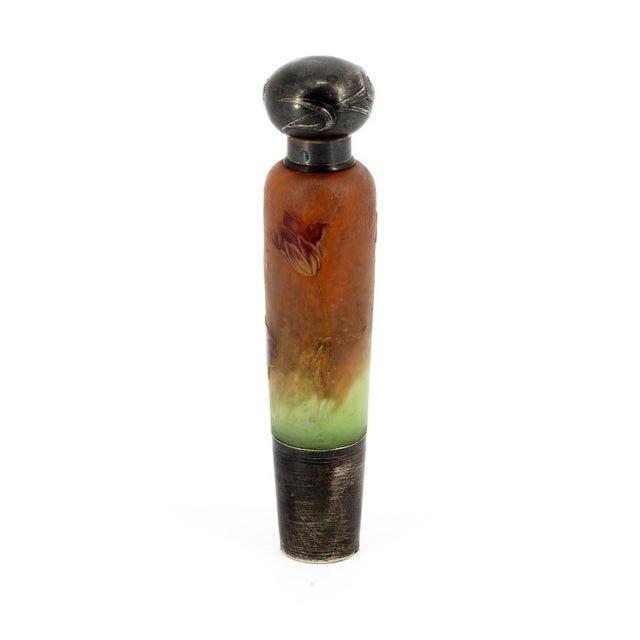 Art Nouveau Perfume Bottle in Polychrome Etched Glass with Full Silver Mount from Daum Nancy, 1890s For Sale - Image 16 of 16