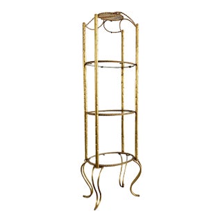 Vintage Italian Gold Gilt Rope Tiered Etagere Display For Sale