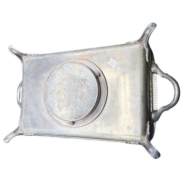 Metal 1940s Styles Mid-Century Modern Silverplate Electric Warming Chafing Dish W/ Floral & Scroll Design by Towle For Sale - Image 7 of 16