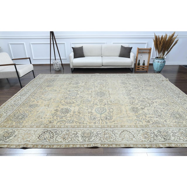 1970s Vintage Persian Handmade Wool Cotton Area Rug For Sale - Image 10 of 11