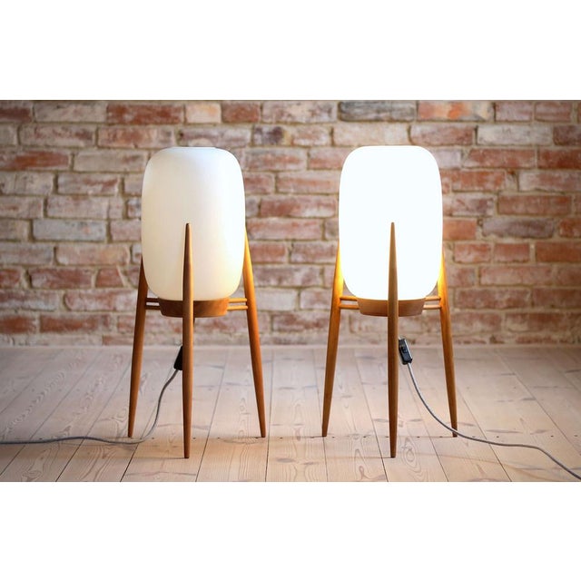 Floor Lamp with Glass Lampshade from Uluv Krásná Jizba, 1960s For Sale - Image 9 of 12