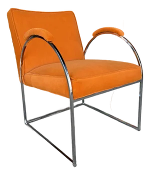 Milo Baughman Mid Century Chrome and Orange Velvet