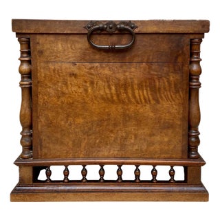 Vintage Wood Chest with Turned Columns, 1920s For Sale