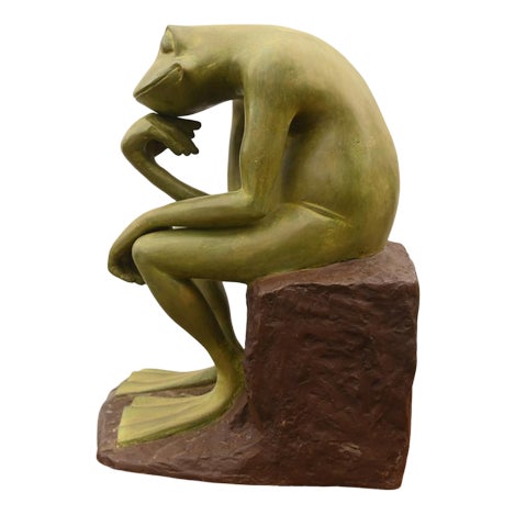 Frog the Thinker Statue in Bronze after Rodin For Sale