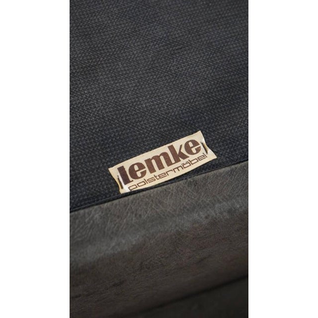 Vintage Gray Leather Sofa Elements and Ottoman, Set of 4 For Sale - Image 14 of 18