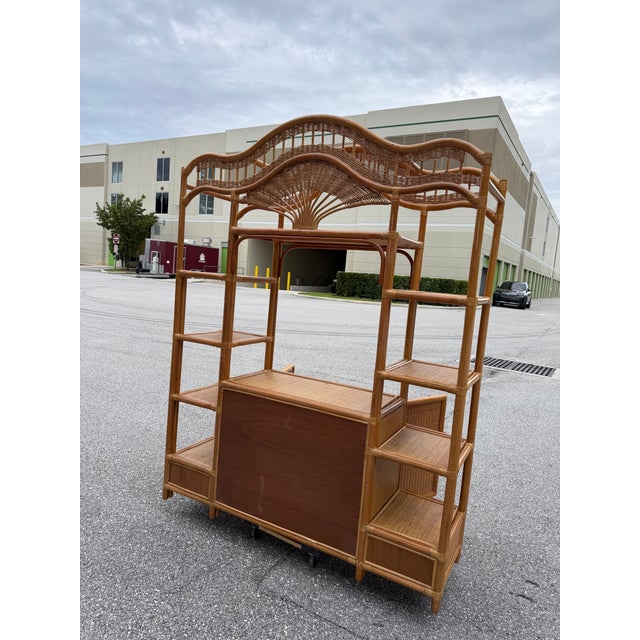 Tan Vintage Boho Woven Rattan Etagere For Sale - Image 8 of 10