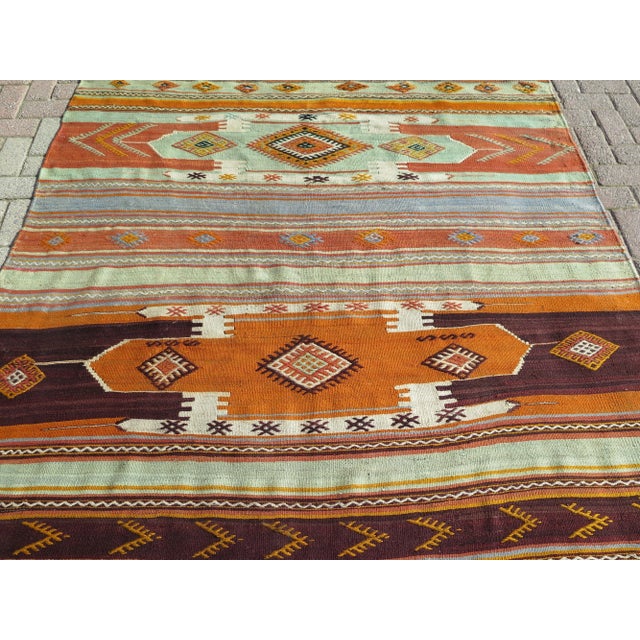 Mid-Century Modern 60s Turkish Handmade Kilim Rug Area Rug For Sale - Image 3 of 11