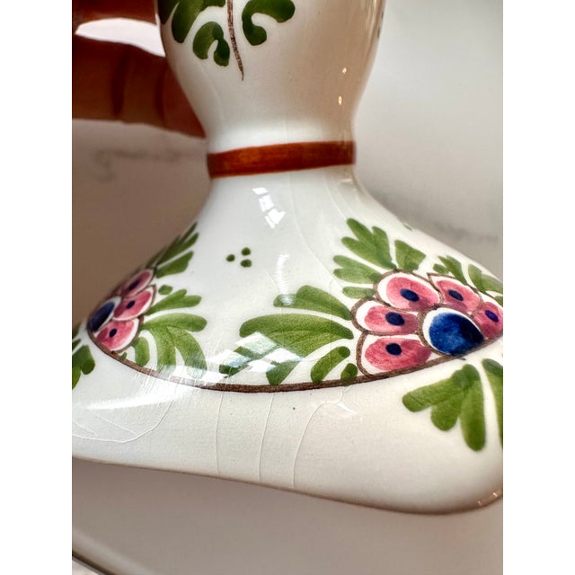 Vintage De Candelaer Delft Polychrome Floral Ceramic Candlesticks – Pair, Netherlands For Sale - Image 9 of 18