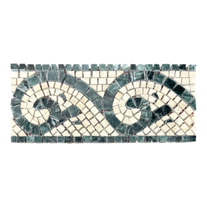 Verde Saltan Marble / Botticino Marble Polished Tours Decorative Mosaic Border