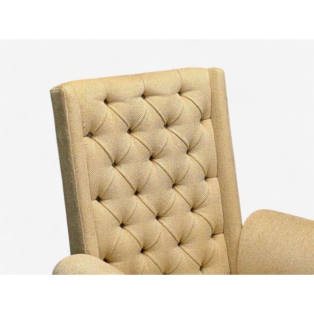 Grosfeld House, Hollywood Regency, Rolled Arm Chairs, Painted Wood, Tweed Linen For Sale In New York - Image 6 of 8