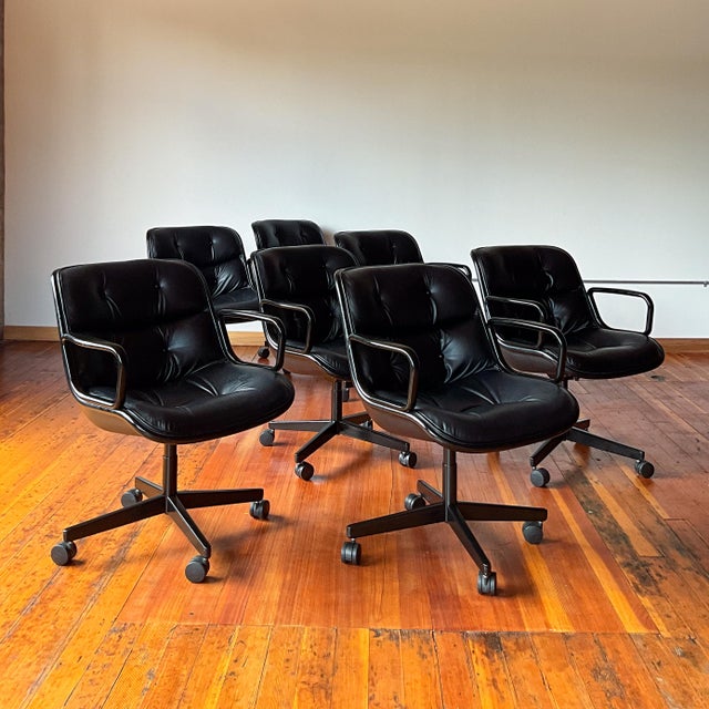 Charles Pollock Executive Chair (1963) Black Leather, 8 Available For Sale In Portland, OR - Image 6 of 12