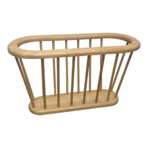 Danish Style Wooden Open Spindle Oval Magazine Rack, Arthur Umanoff Style