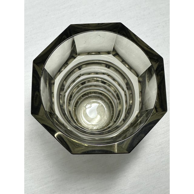 1930s Smokey Topaz Art Deco Geometric Prism Glass Vase